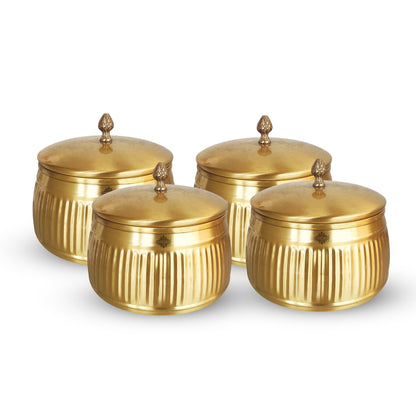 Pure Brass Lining Design Storage Box/Jar/Canister With Lid, Kitchen, Hotel & Restaurants, Volume-1200 ML