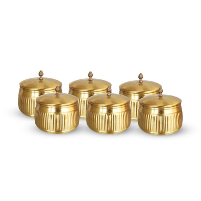 Pure Brass Lining Design Storage Box/Jar/Canister With Lid, Kitchen, Hotel & Restaurants, Volume-1200 ML