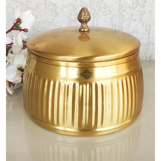 Pure Brass Lining Design Storage Box/Jar/Canister With Lid, Kitchen, Hotel & Restaurants, Volume-1200 ML