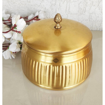 Pure Brass Lining Design Storage Box/Jar/Canister With Lid, Kitchen, Hotel & Restaurants, Volume-1200 ML