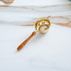 Brass Strainer/Chalni with wooden Handle,7.5 inch length