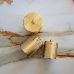Brass Storage Containers Set of 3 wih Embossed Design, 1000 ML