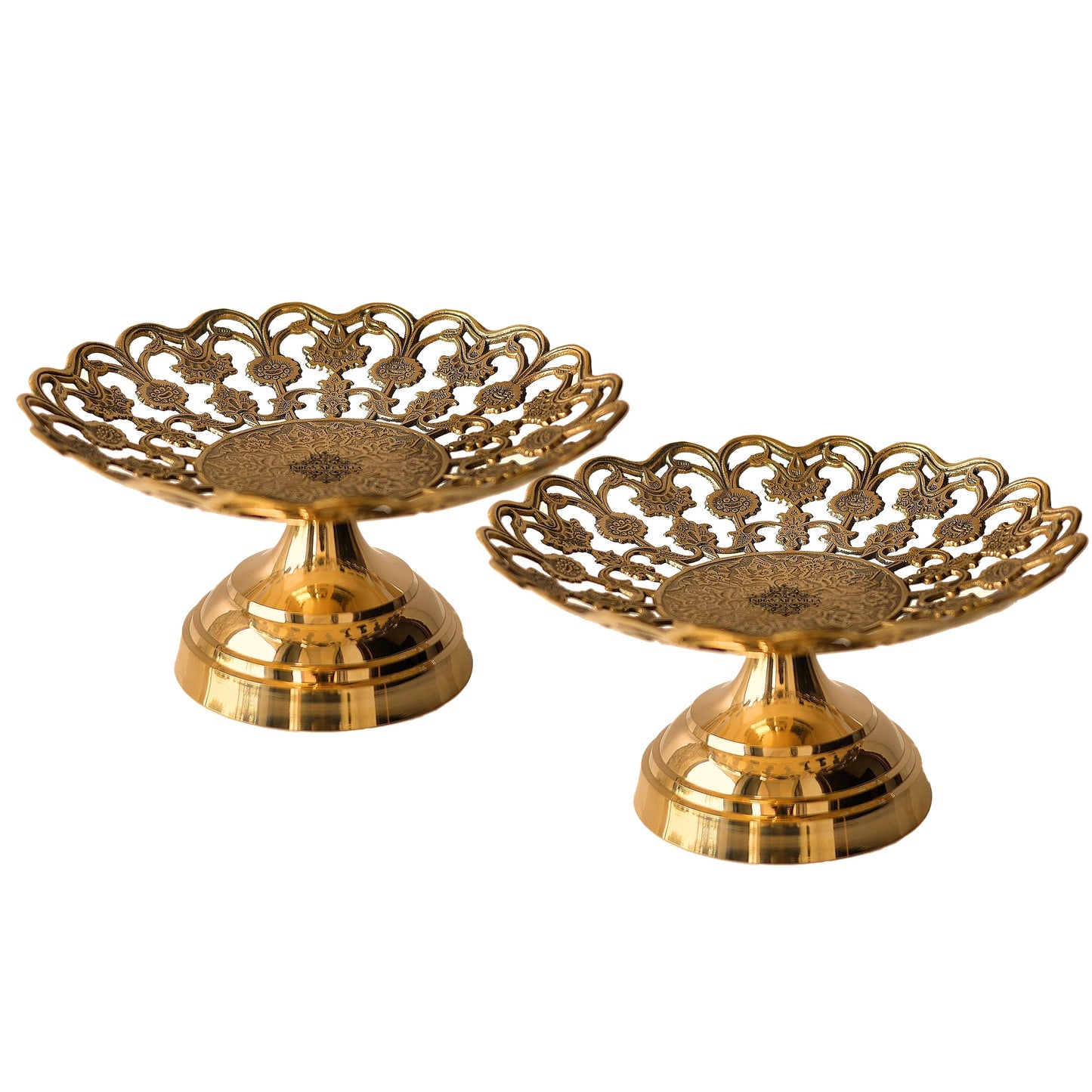 Brass Fruit Basket With Floral Jali Design, Serveware, Tabelware, Hotelware, Home Décor & Gift item, Size- 11.43 cm x 22.86 cm