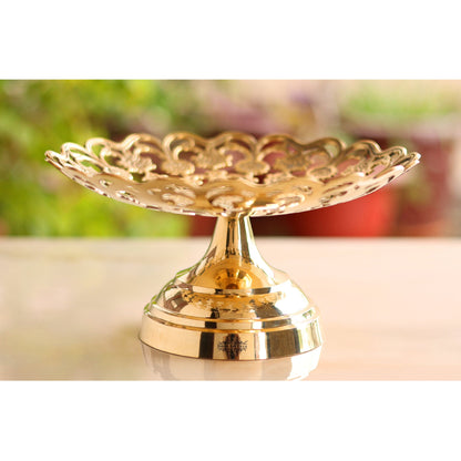 Brass Fruit Basket With Floral Jali Design, Serveware, Tabelware, Hotelware, Home Décor & Gift item, Size- 11.43 cm x 22.86 cm