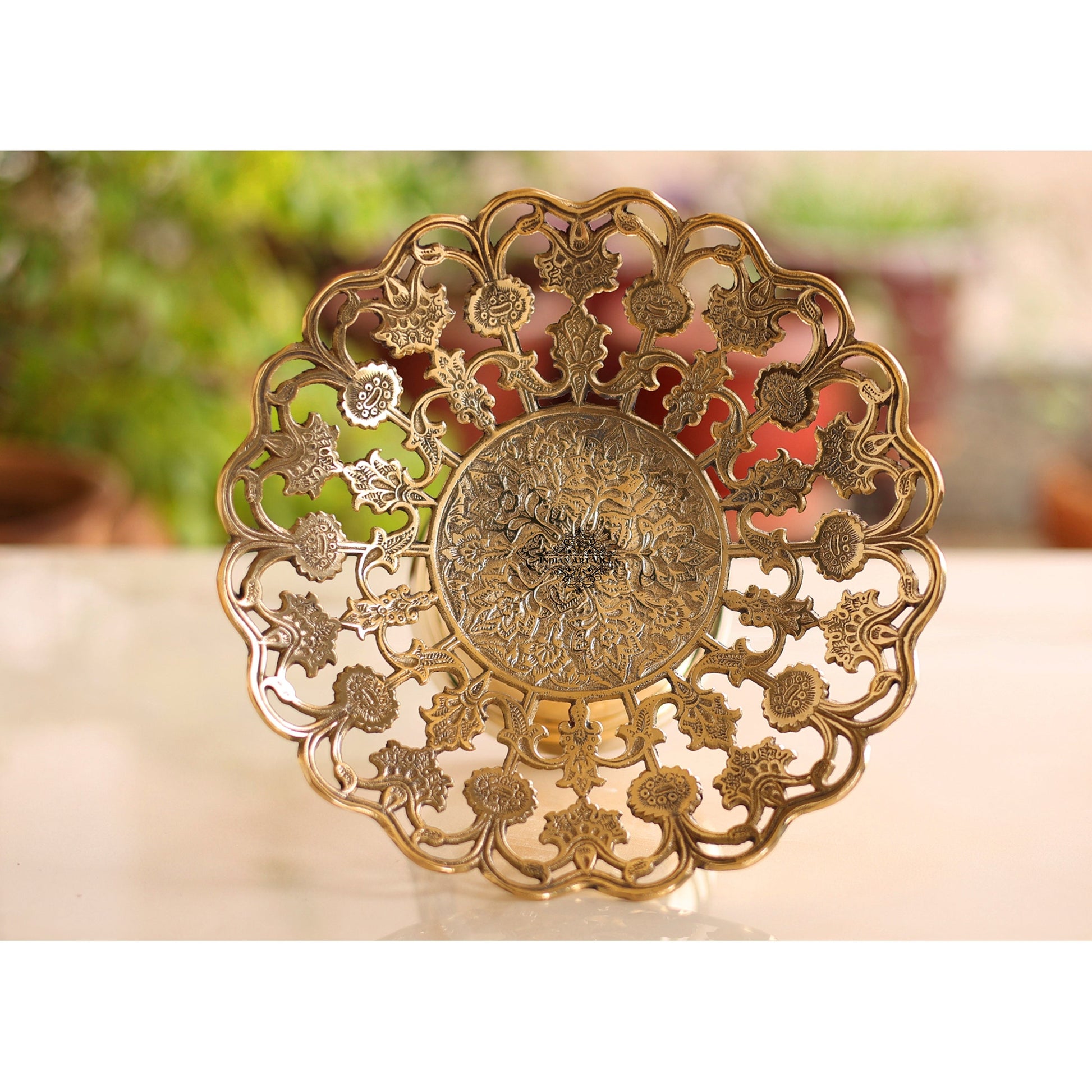 Brass Fruit Basket With Floral Jali Design, Serveware, Tabelware, Hotelware, Home Décor & Gift item, Size- 11.43 cm x 22.86 cm