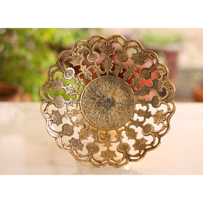 Brass Fruit Basket With Floral Jali Design, Serveware, Tabelware, Hotelware, Home Décor & Gift item, Size- 11.43 cm x 22.86 cm