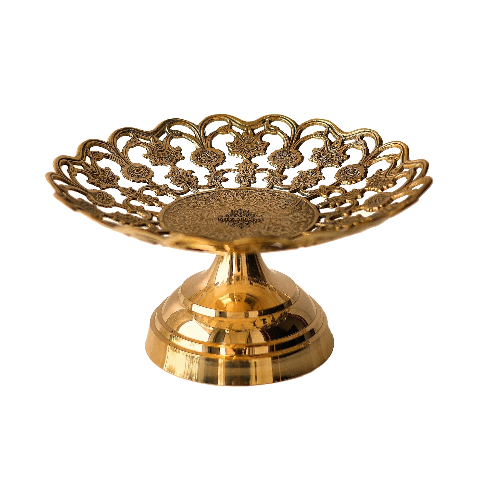 Brass Fruit Basket With Floral Jali Design, Serveware, Tabelware, Hotelware, Home Décor & Gift item, Size- 11.43 cm x 22.86 cm