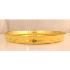 Pure Brass Shine Finish Lining Design Thali/Plate  Diameter-36.83 cm
