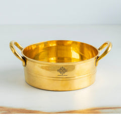 Pure Brass Serving Sauce Pan with Dual Handles - (Serving Only)