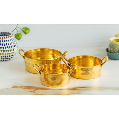 Pure Brass Serving Sauce Pan with Dual Handles - (Serving Only)