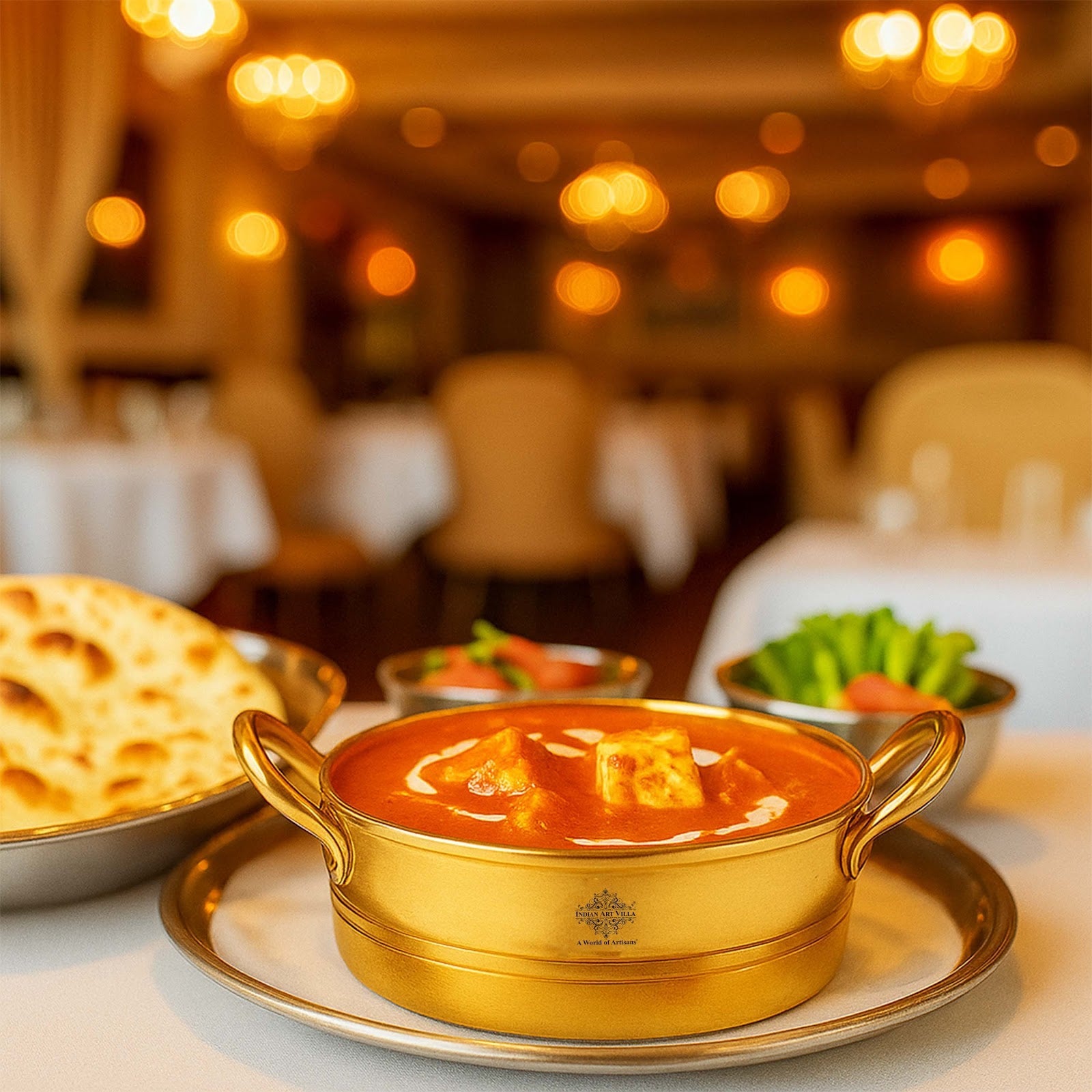 Pure Brass Serving Sauce Pan with Dual Handles - (Serving Only)