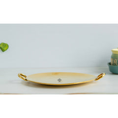 Elegant Brass Tawa with Dual Handles, Traditional Indian Cookware