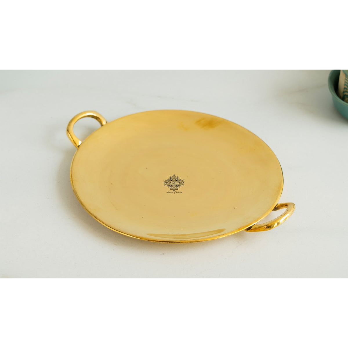 Elegant Brass Tawa with Dual Handles, Traditional Indian Cookware
