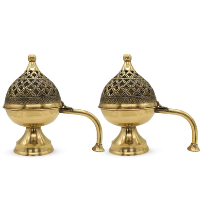 Brass Dhoop Dani with Antique Design, Ideal for Home & Temple Pooja, Size-7x11.43 cm