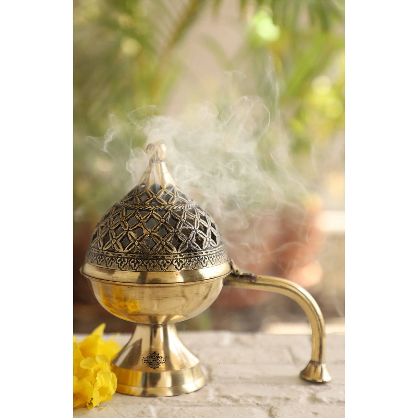 Brass Dhoop Dani with Antique Design, Ideal for Home & Temple Pooja, Size-7x11.43 cm