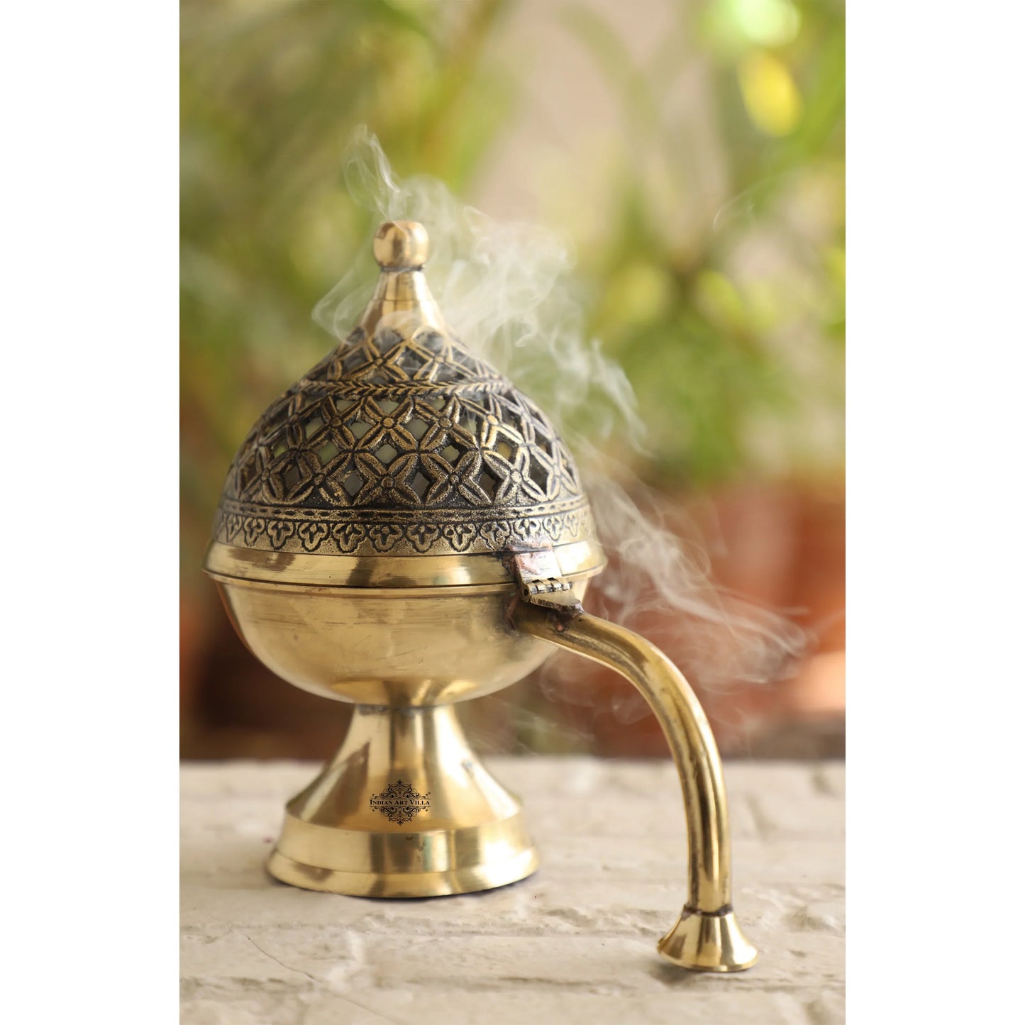 Brass Dhoop Dani with Antique Design, Ideal for Home & Temple Pooja, Size-7x11.43 cm
