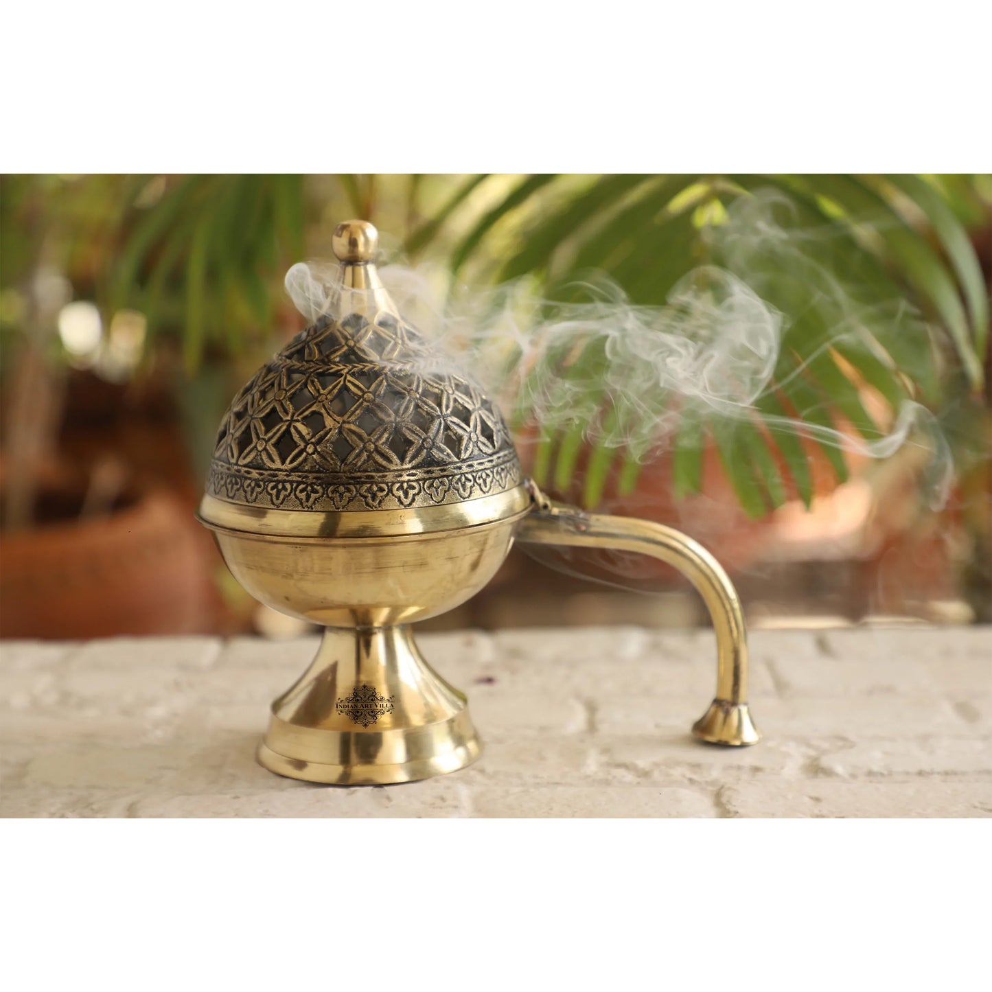 Brass Dhoop Dani with Antique Design, Ideal for Home & Temple Pooja, Size-7x11.43 cm
