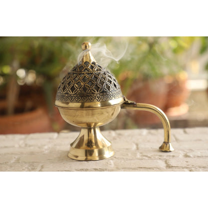 Brass Dhoop Dani with Antique Design, Ideal for Home & Temple Pooja, Size-7x11.43 cm
