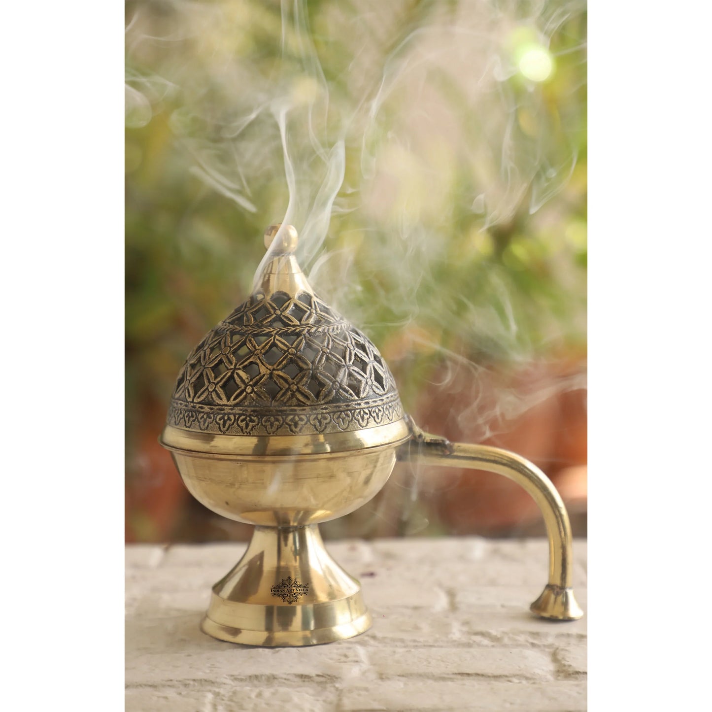 Brass Dhoop Dani with Antique Design, Ideal for Home & Temple Pooja, Size-7x11.43 cm