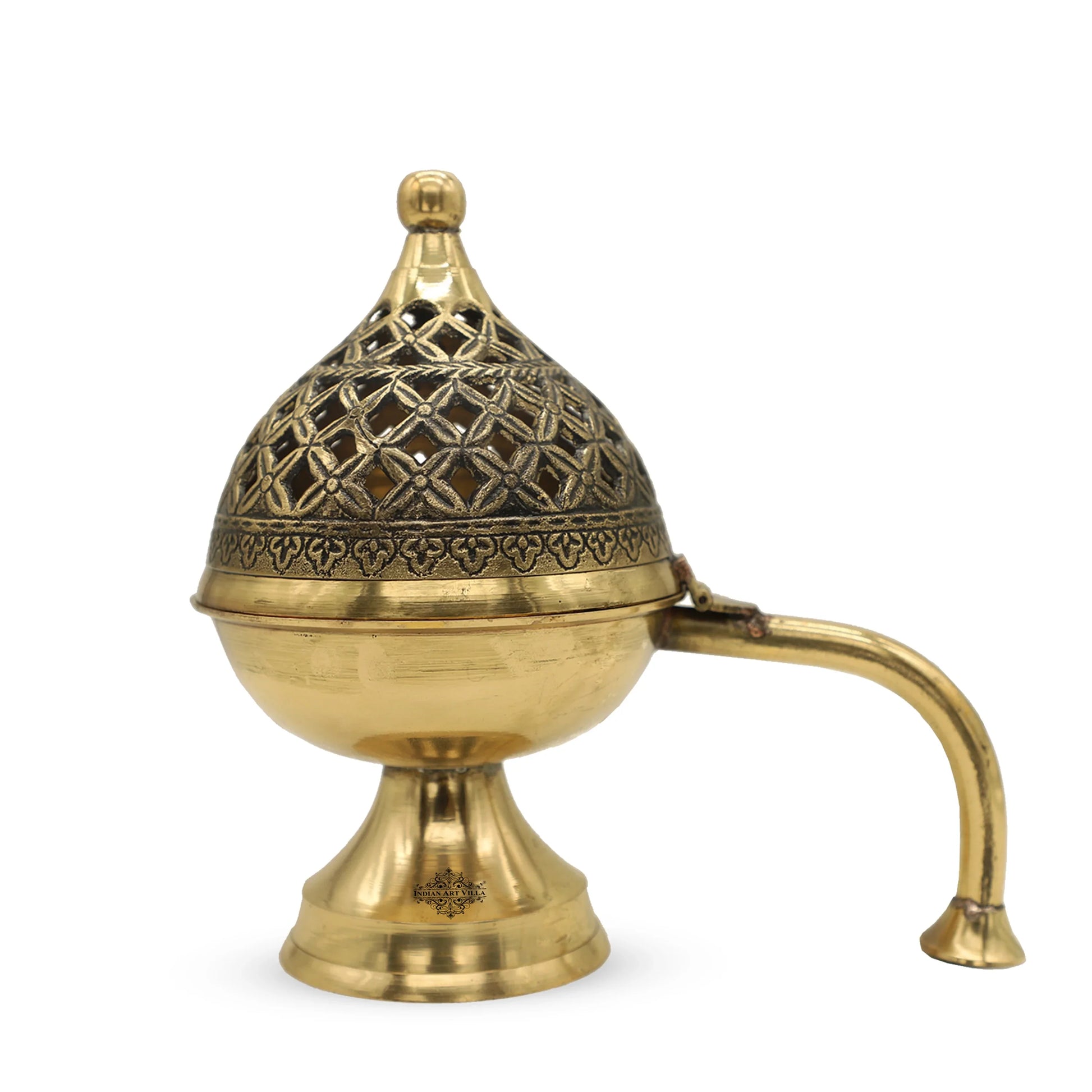 Brass Dhoop Dani with Antique Design, Ideal for Home & Temple Pooja, Size-7x11.43 cm