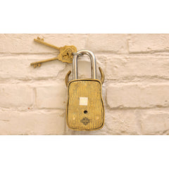 Old Vintage Style Bull Face Shape Brass Security Lock with 2 Keys, Size-2.8x15.24 cm