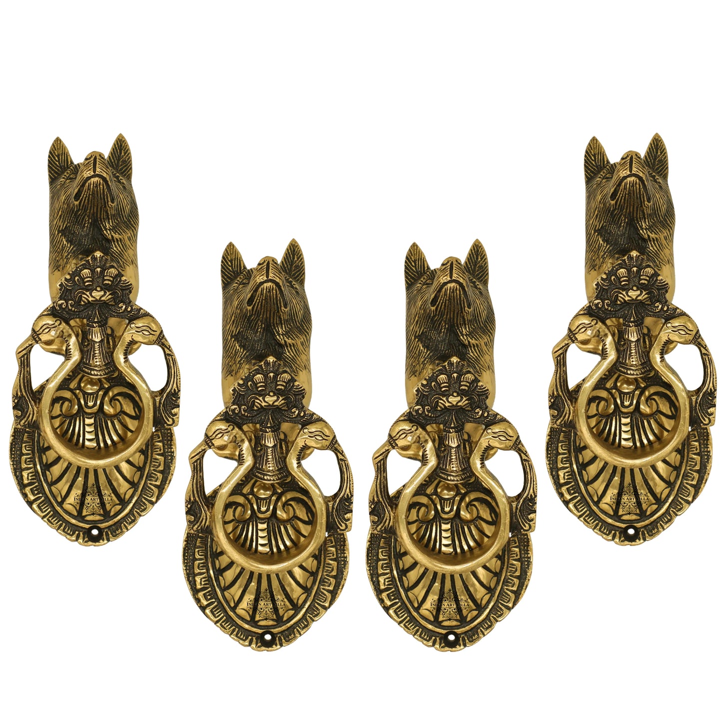 Pure Brass Door Knob With Dog Design & Antique Touch, Decor Item For Home, Hotel & Restaurants, Size- 9x8.89 cm