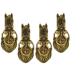 Pure Brass Door Knob With Dog Design & Antique Touch, Decor Item For Home, Hotel & Restaurants, Size- 9x8.89 cm