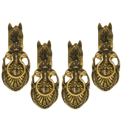 Pure Brass Door Knob With Dog Design & Antique Touch, Decor Item For Home, Hotel & Restaurants, Size- 9x8.89 cm