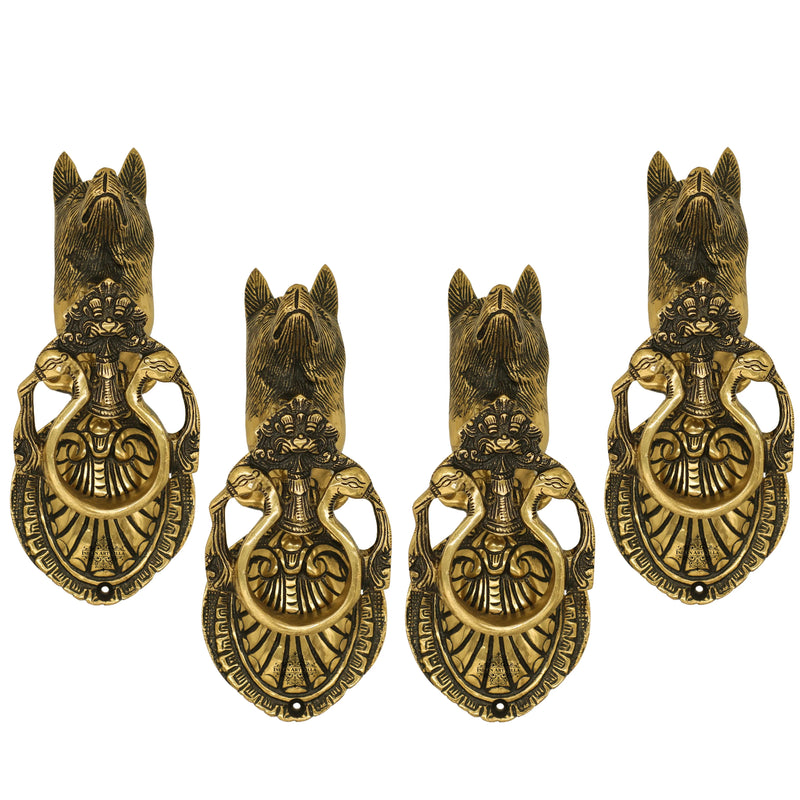Pure Brass Door Knob With Dog Design & Antique Touch, Decor Item For Home, Hotel & Restaurants, Size- 9x8.89 cm