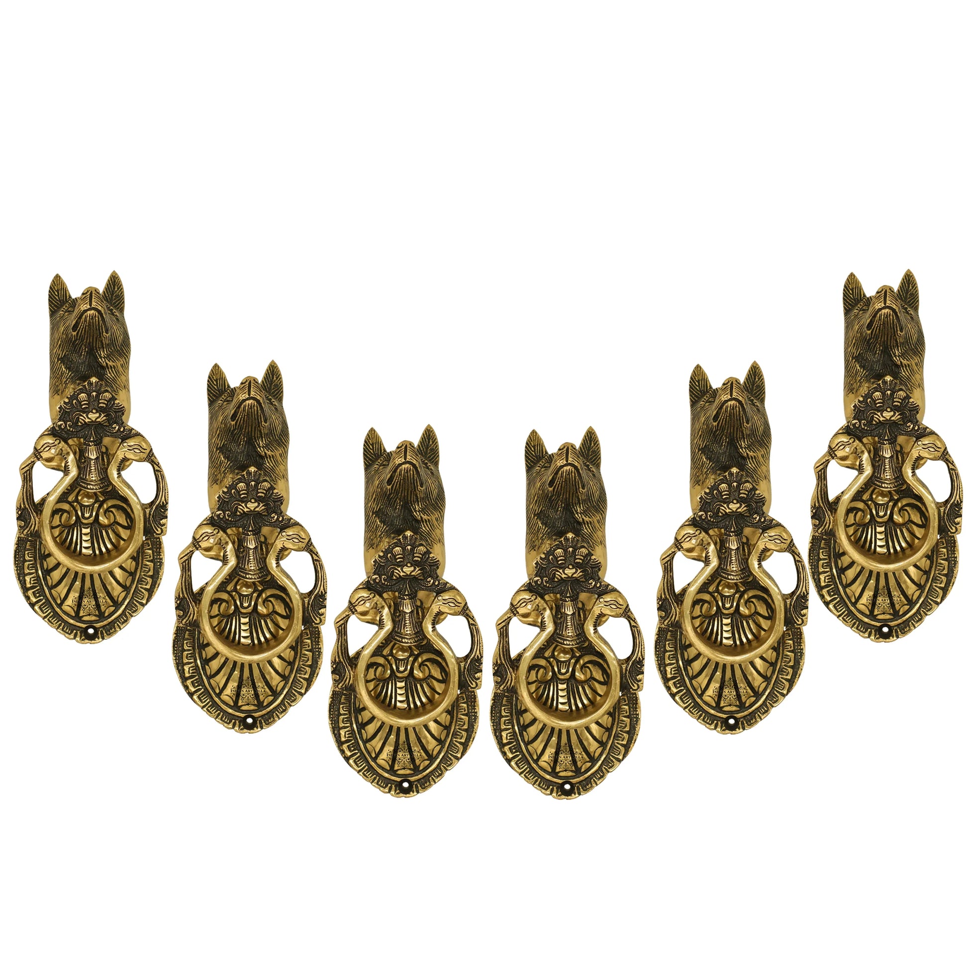 Pure Brass Door Knob With Dog Design & Antique Touch, Decor Item For Home, Hotel & Restaurants, Size- 9x8.89 cm