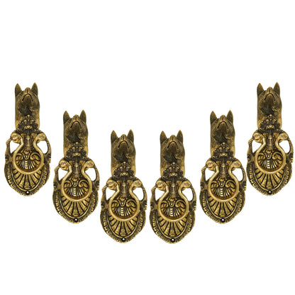 Pure Brass Door Knob With Dog Design & Antique Touch, Decor Item For Home, Hotel & Restaurants, Size- 9x8.89 cm