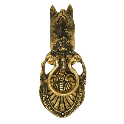 Pure Brass Door Knob With Dog Design & Antique Touch, Decor Item For Home, Hotel & Restaurants, Size- 9x8.89 cm