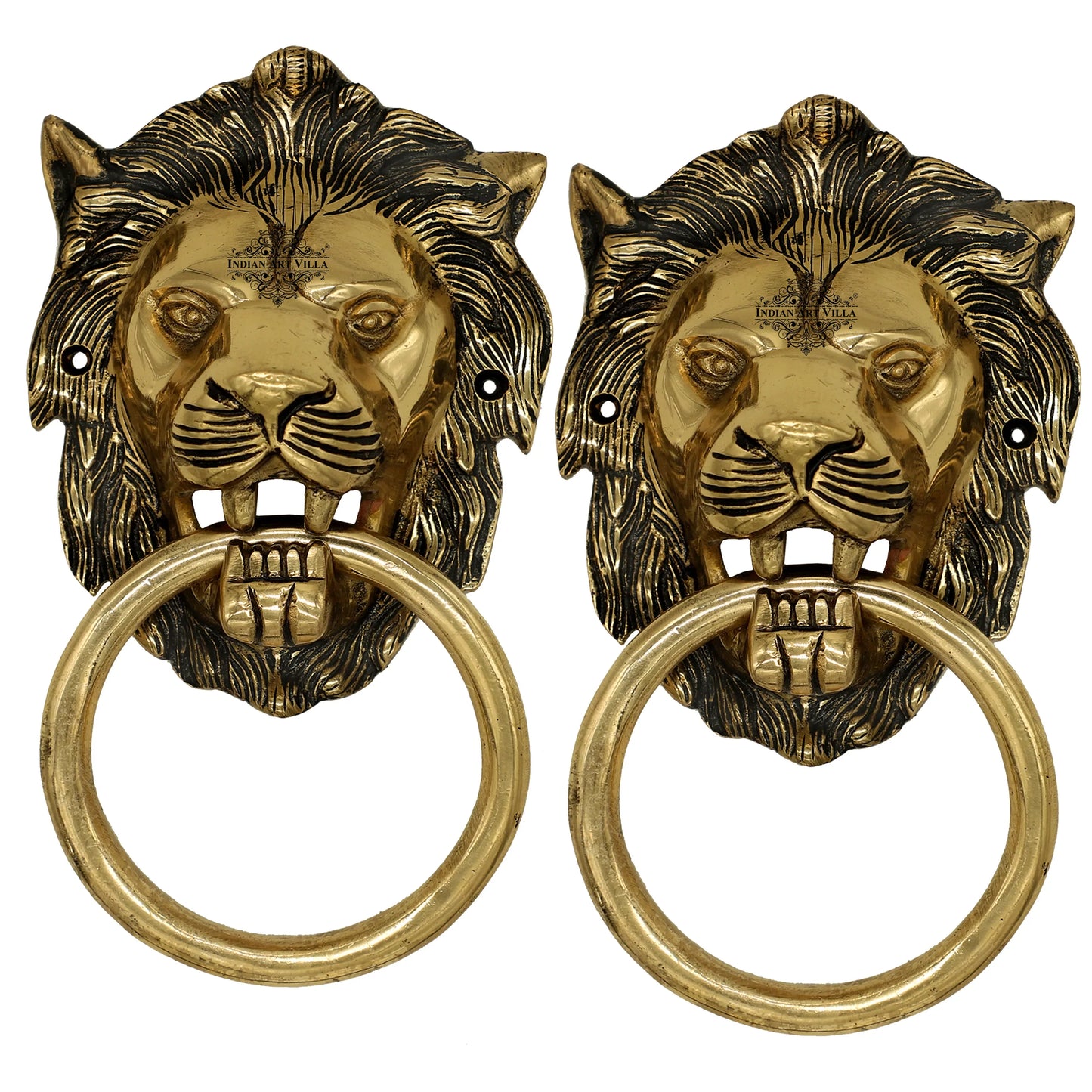 Pure Brass Door Knob With Small Lion Design & Antique Touch, Decor Item For Home, Hotel & Restaurants, Size- 6x11.43 cm