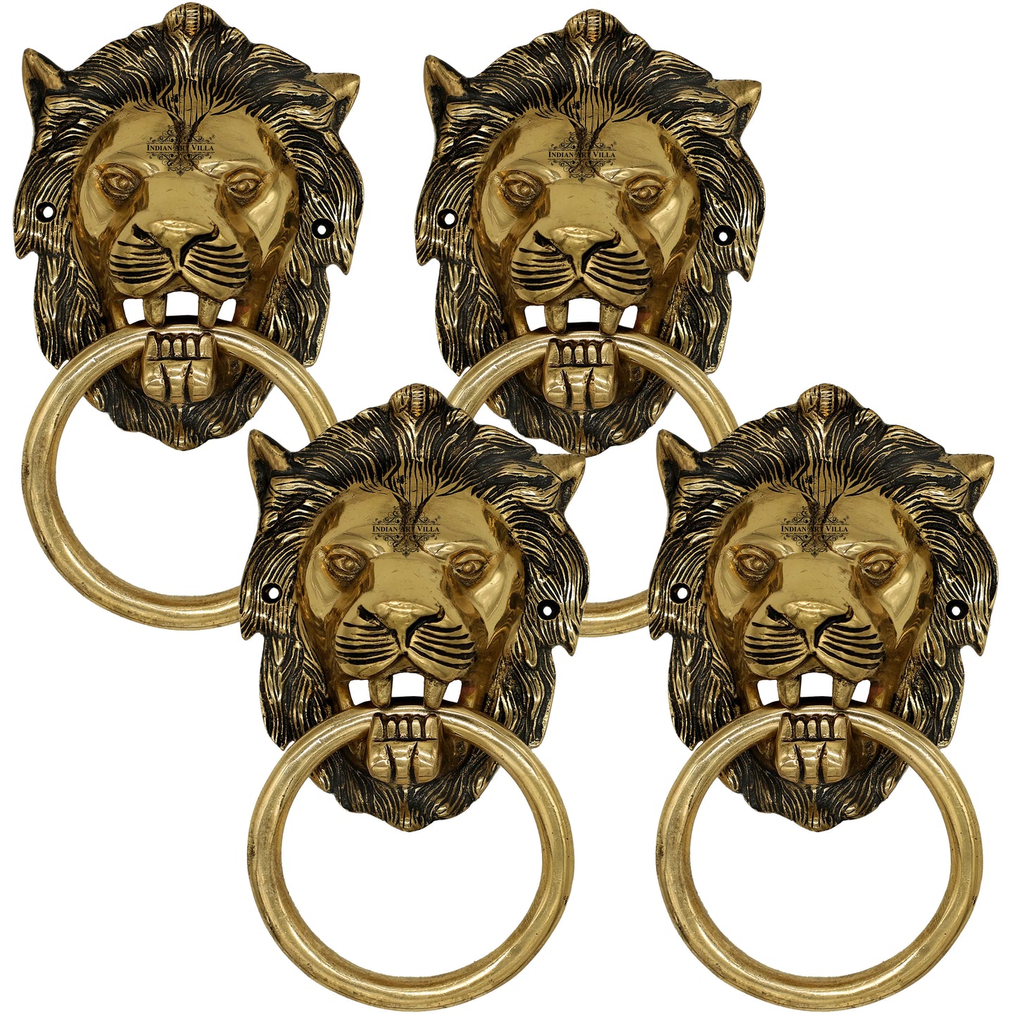 Pure Brass Door Knob With Small Lion Design & Antique Touch, Decor Item For Home, Hotel & Restaurants, Size- 6x11.43 cm