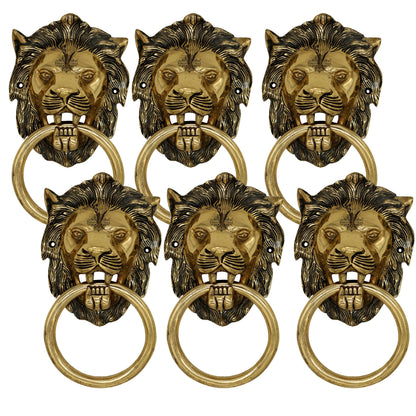 Pure Brass Door Knob With Small Lion Design & Antique Touch, Decor Item For Home, Hotel & Restaurants, Size- 6x11.43 cm