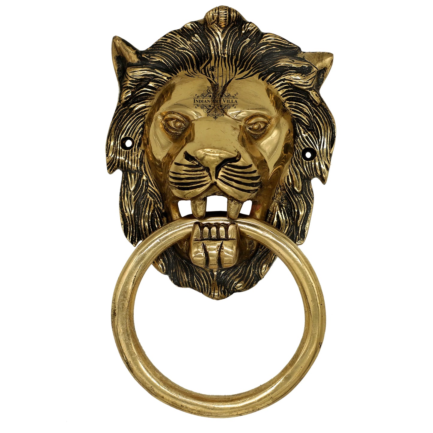 Pure Brass Door Knob With Small Lion Design & Antique Touch, Decor Item For Home, Hotel & Restaurants, Size- 6x11.43 cm