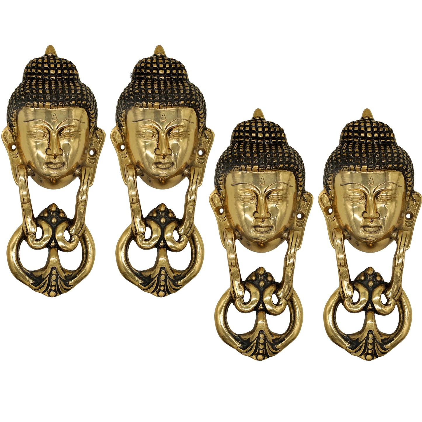 Pure Brass Door Knob With Budha Design & Antique Touch, Decor Item For Home, Hotel & Restaurants, Size- 8x8.89 cm