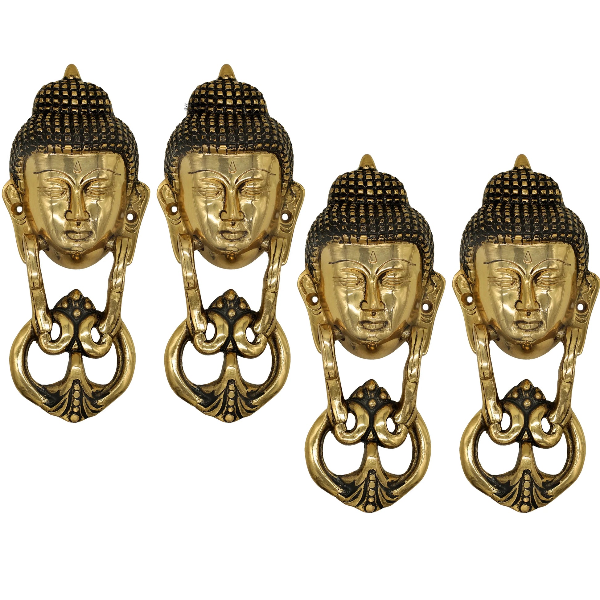 Pure Brass Door Knob With Budha Design & Antique Touch, Decor Item For Home, Hotel & Restaurants, Size- 8x8.89 cm