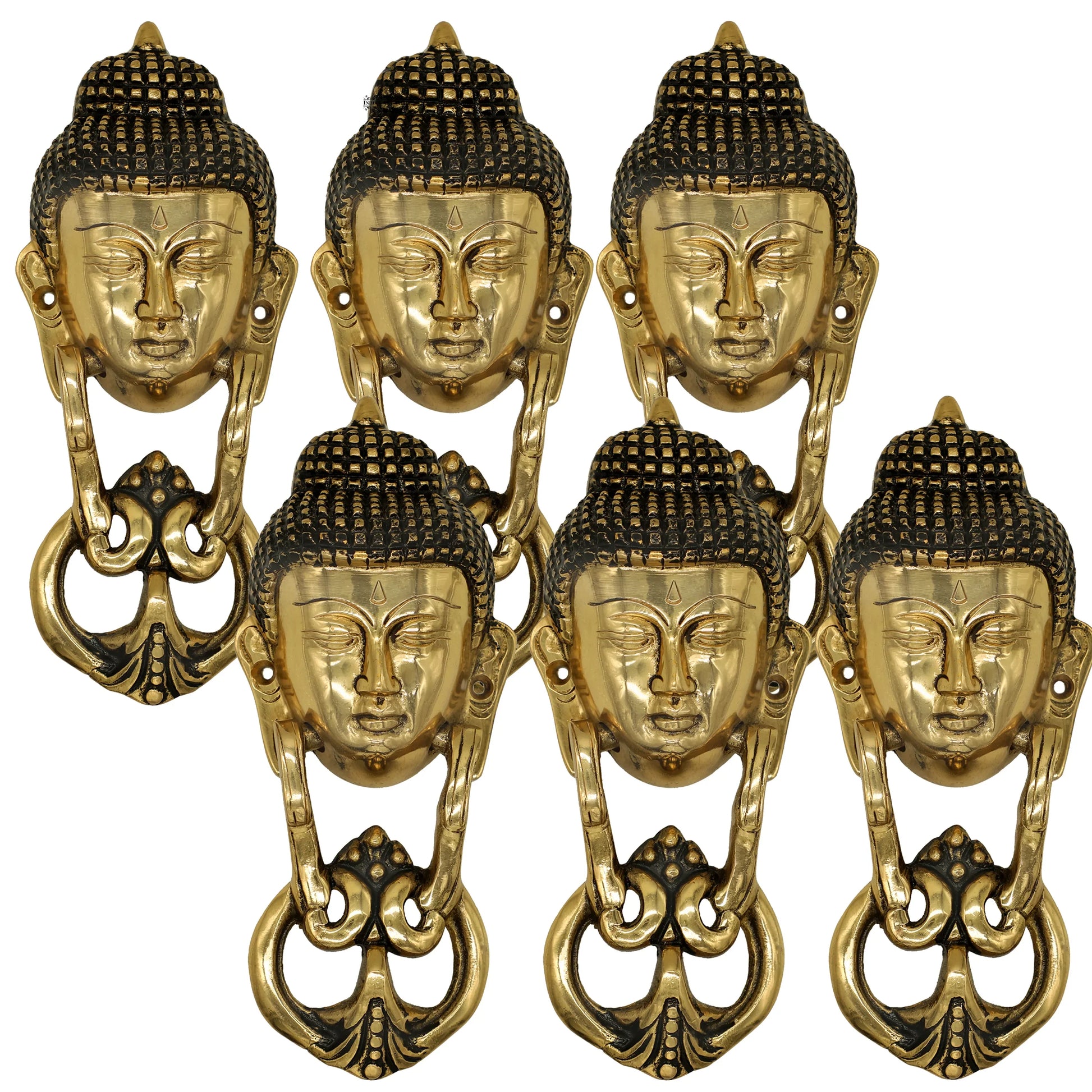 Pure Brass Door Knob With Budha Design & Antique Touch, Decor Item For Home, Hotel & Restaurants, Size- 8x8.89 cm