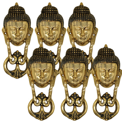 Pure Brass Door Knob With Budha Design & Antique Touch, Decor Item For Home, Hotel & Restaurants, Size- 8x8.89 cm