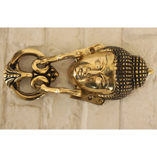 Pure Brass Door Knob With Budha Design & Antique Touch, Decor Item For Home, Hotel & Restaurants, Size- 8x8.89 cm