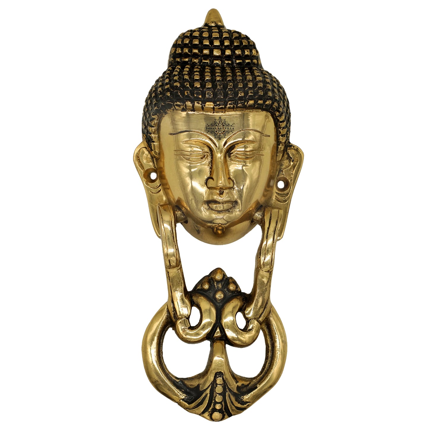 Pure Brass Door Knob With Budha Design & Antique Touch, Decor Item For Home, Hotel & Restaurants, Size- 8x8.89 cm