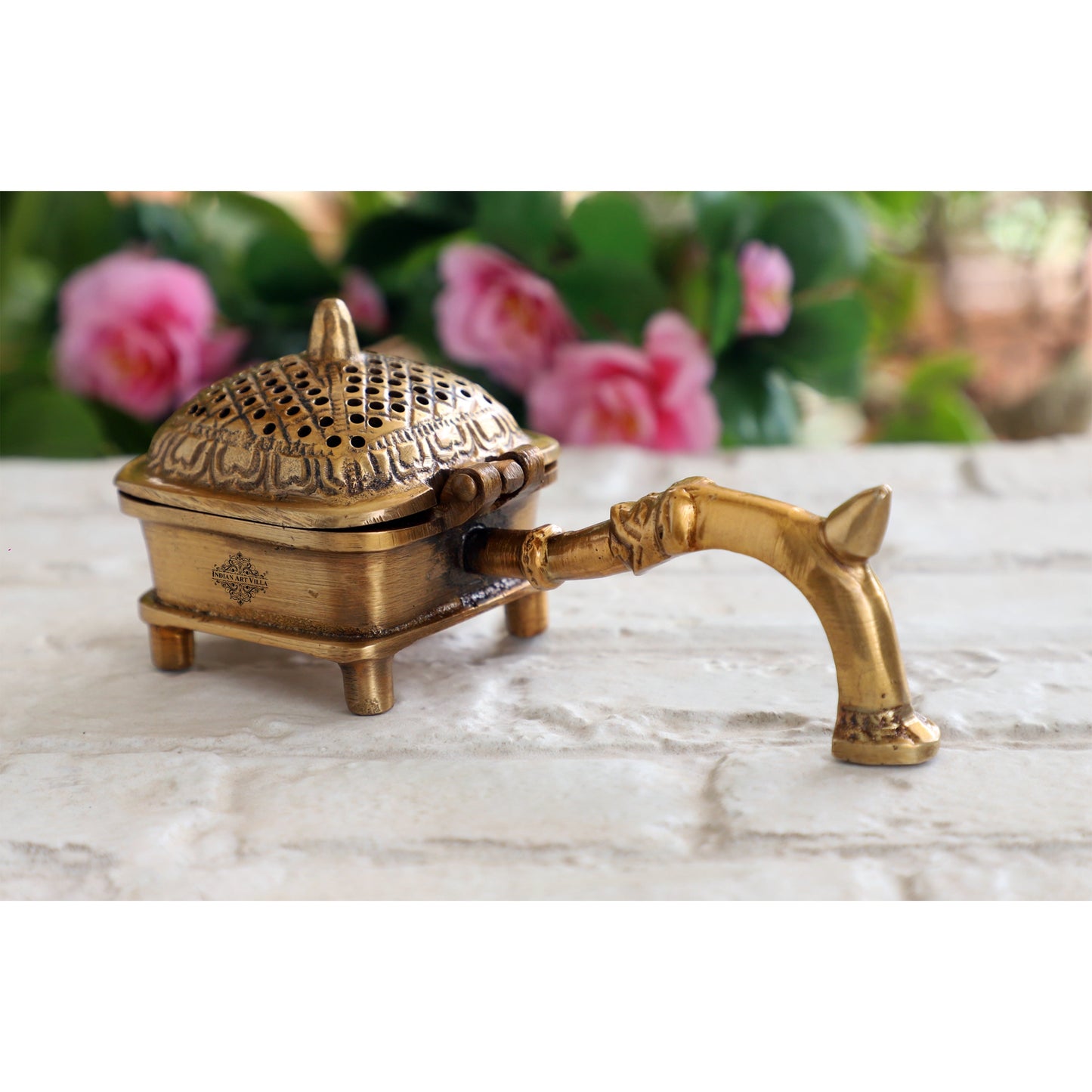 Pure Brass Antique Dark Incense Holder / Dhoop Dani in Square Design