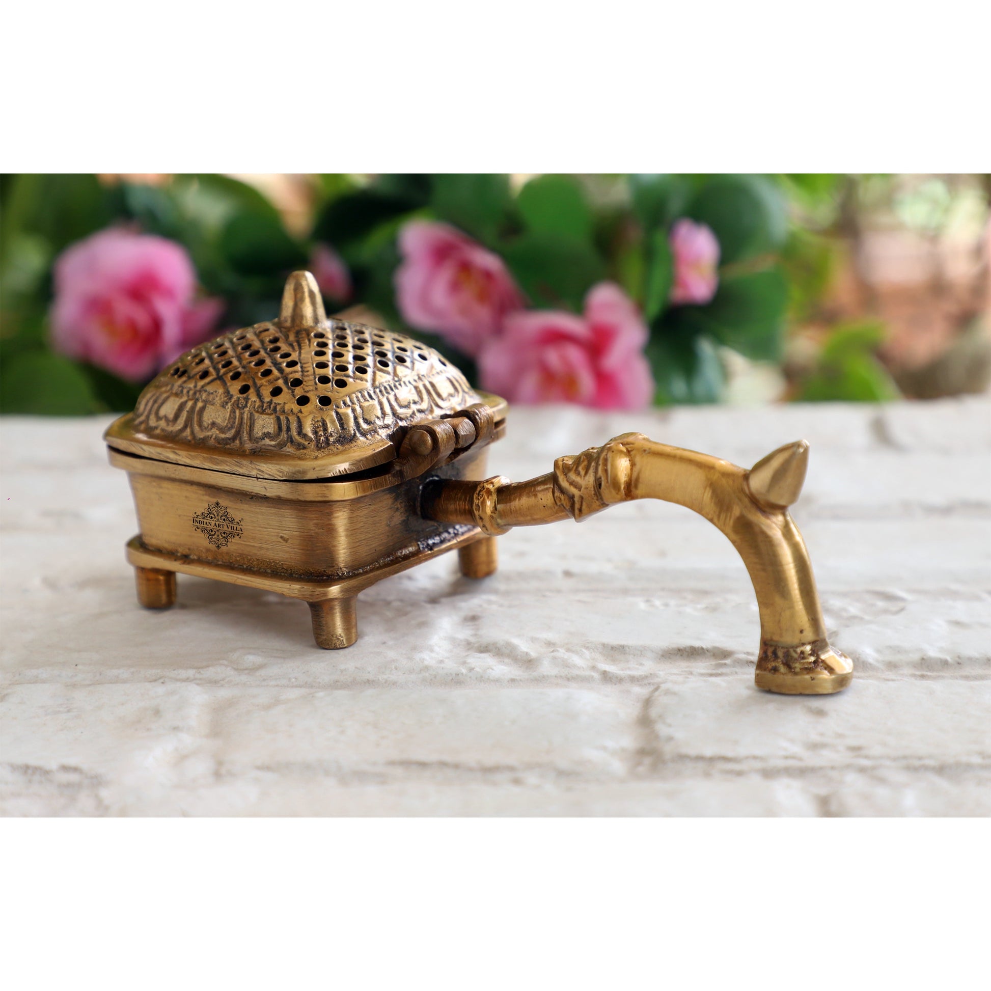 Pure Brass Antique Dark Incense Holder / Dhoop Dani in Square Design