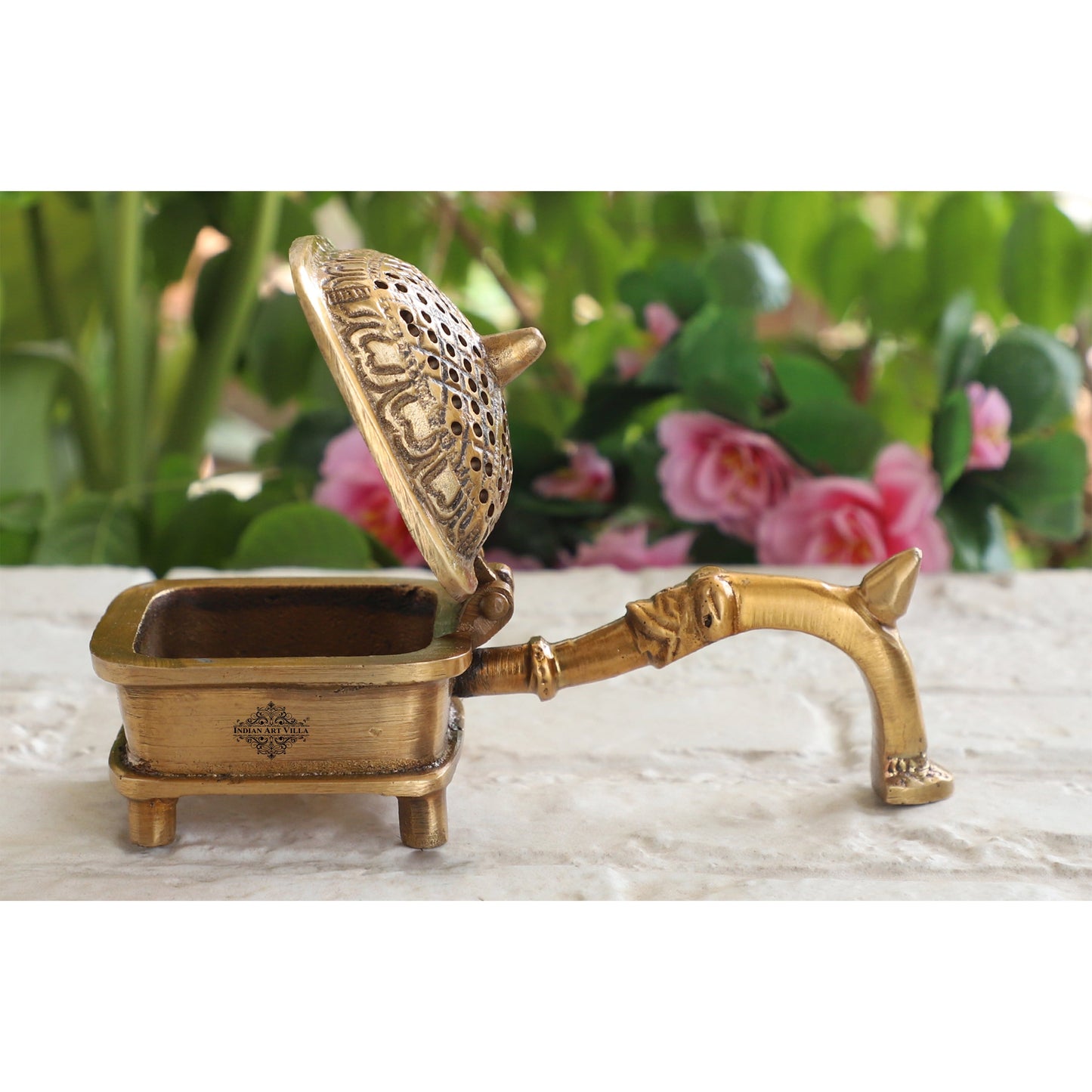 Pure Brass Antique Dark Incense Holder / Dhoop Dani in Square Design