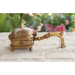 Pure Brass Antique Dark Incense Holder / Dhoop Dani in Square Design