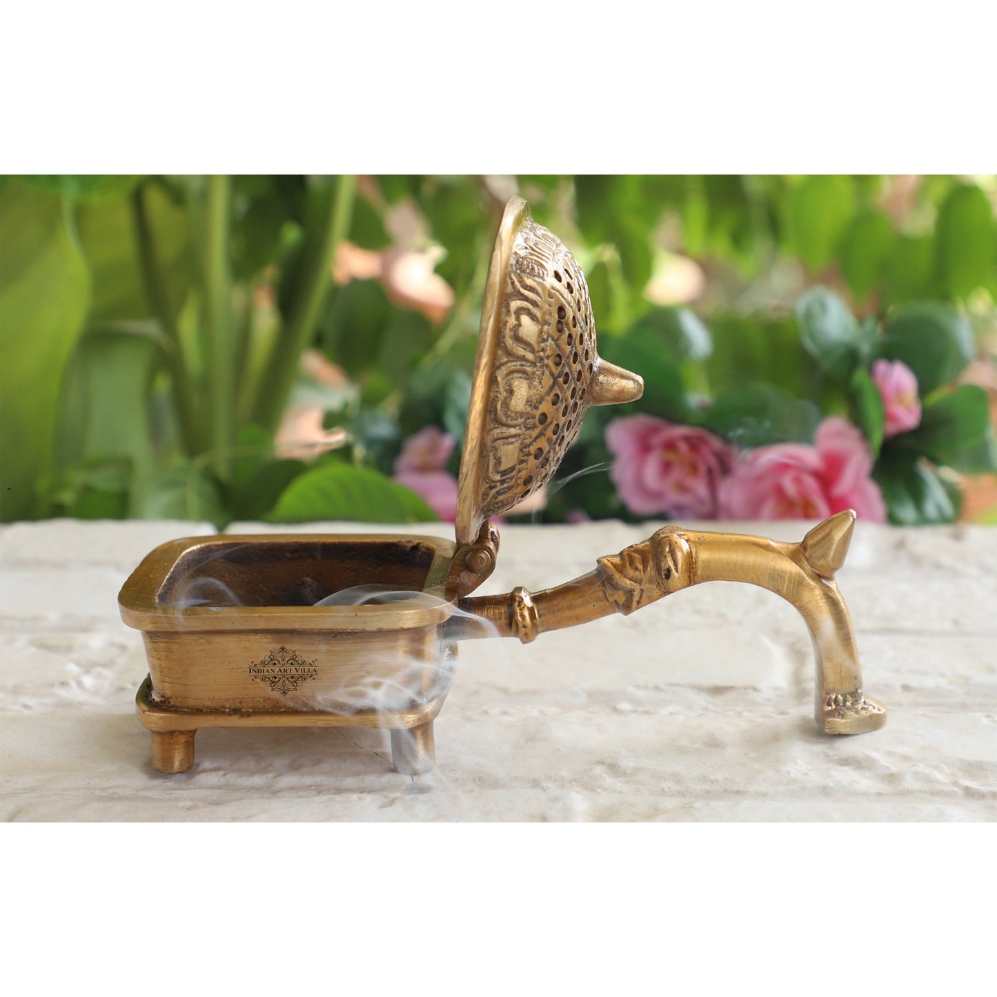 Pure Brass Antique Dark Incense Holder / Dhoop Dani in Square Design