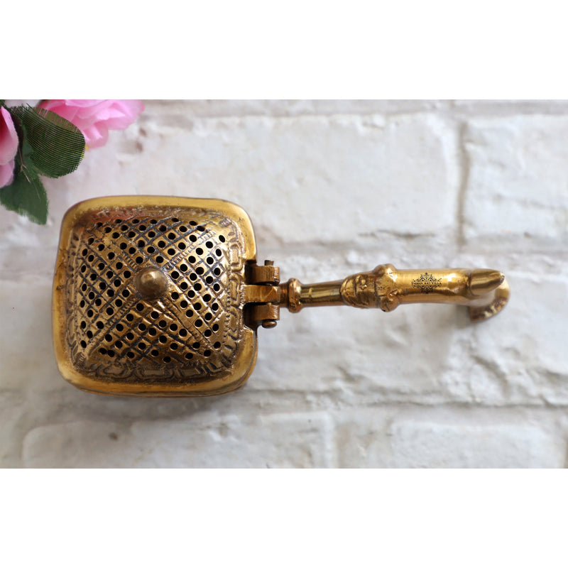 Pure Brass Antique Dark Incense Holder / Dhoop Dani in Square Design