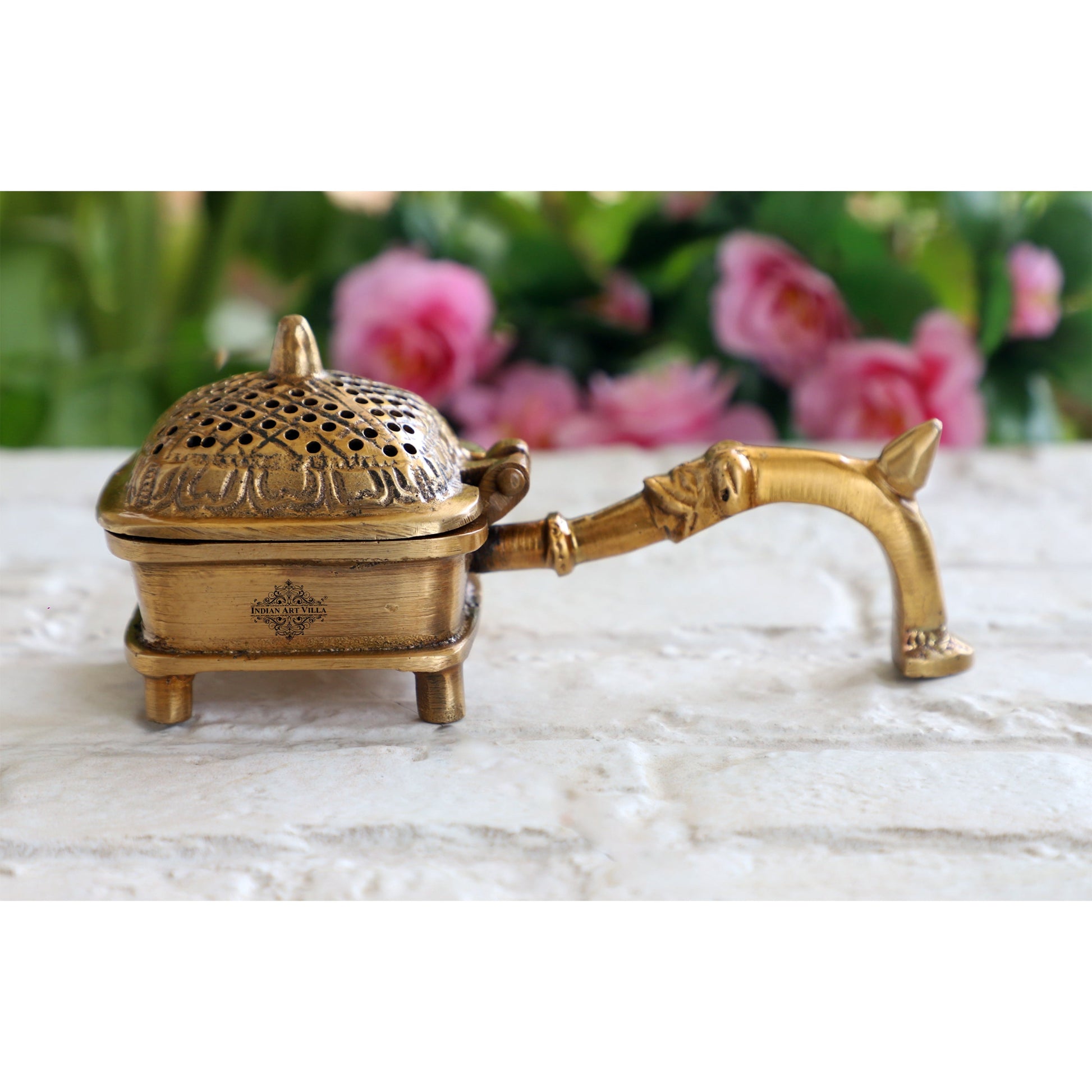 Pure Brass Antique Dark Incense Holder / Dhoop Dani in Square Design