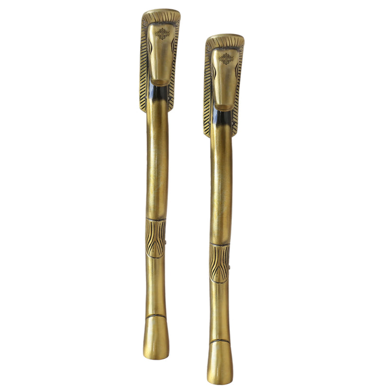 Brass-Finished Aluminum Door Handle with Egyptian Horse Design – A Symbol of Strength